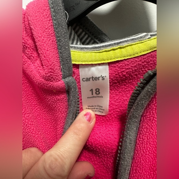 Carter’s 18 MO Pink Fleece Zip Down Jacket - Picture 3 of 5